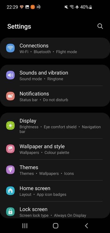 Samsung Galaxy S22 Settings