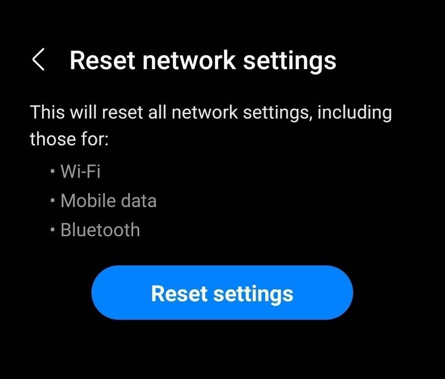 Reset network settings like Bluetooth