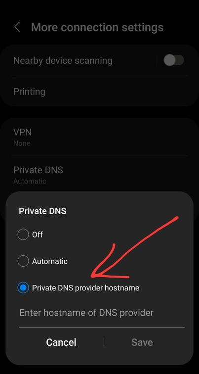 Samsung Galaxy DNS Server 