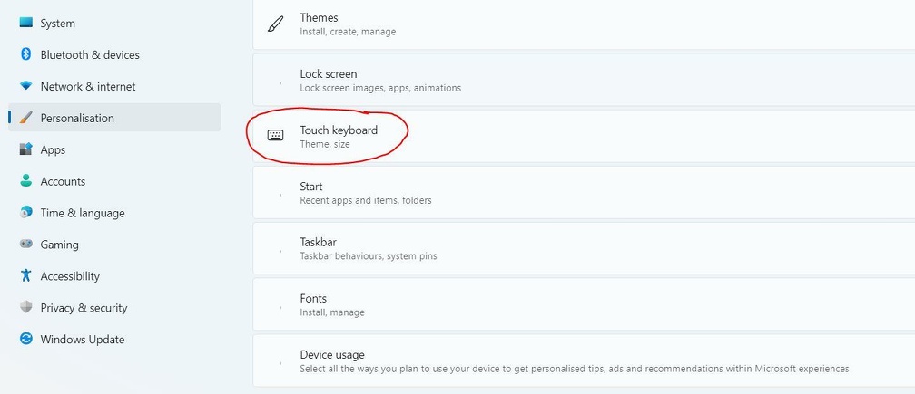 Windows 11 Enable Touch Keyboard