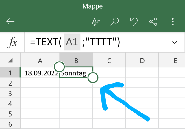 excel calculate day of week from date