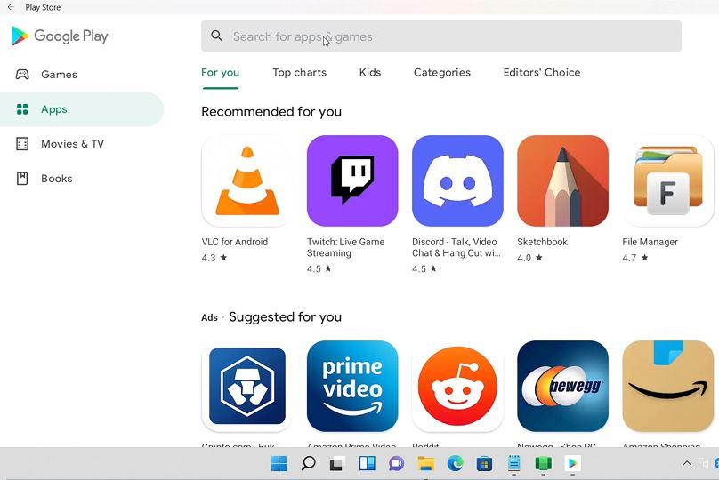 Windows 11 Google Play Store