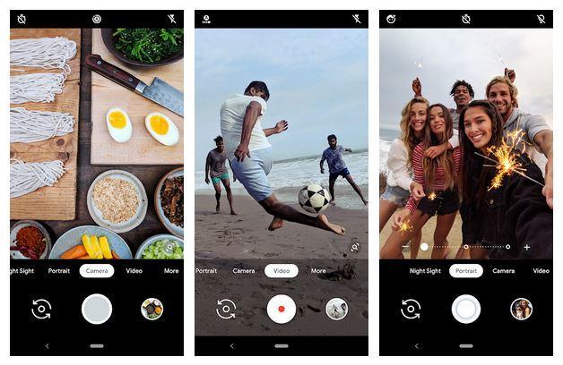 Visualisation de l'appareil photo d'un smartphone avec des barres noires