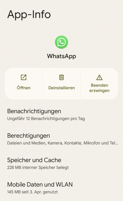 Información de la aplicación WhatsApp